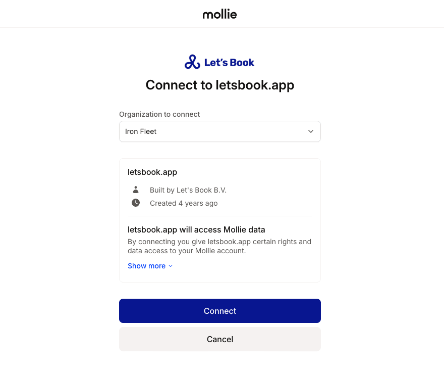 Mollie Connect screenshot