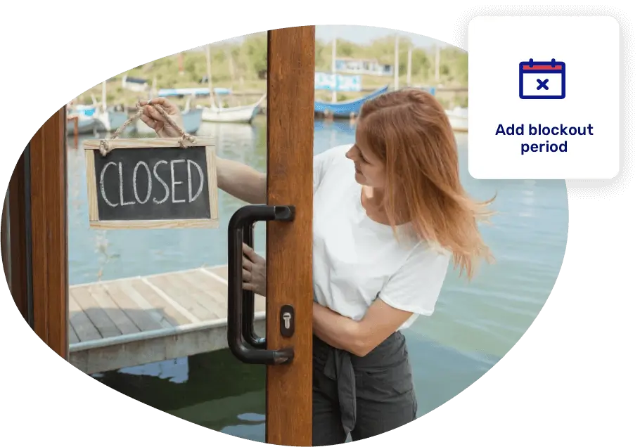 Photo of a girl hanging a closed sign